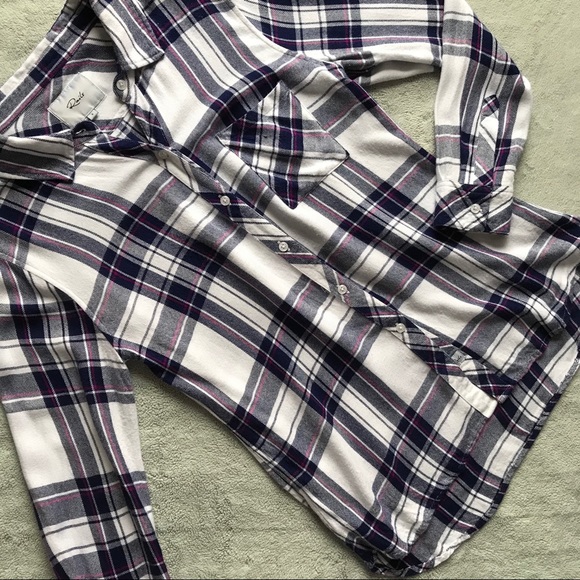 Rails Tops - Rails Hunter Plaid Shirt White Navy Orchid Sz S